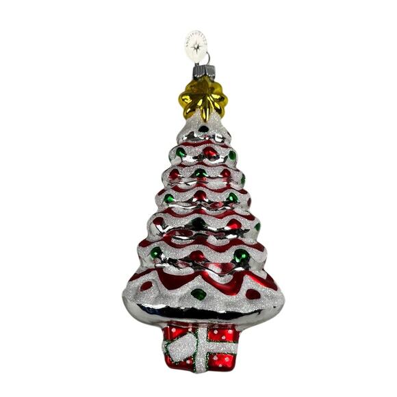 Celebrations by Radko Christmas Tree Glass Ornament - Red & White Glittered - Picture 3 of 9